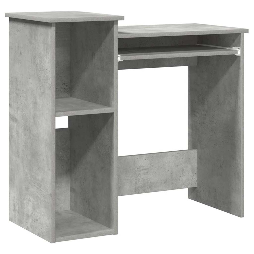 Bureau avec étagères gris béton 84x40x78 cm bois d'ingénierie