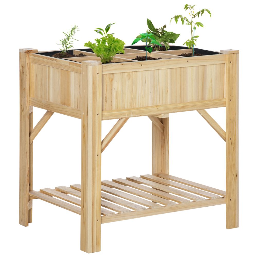 Potager surélevé bois de sapin 78,5x58x81 cm naturel 6 compartiments balcon terrasse