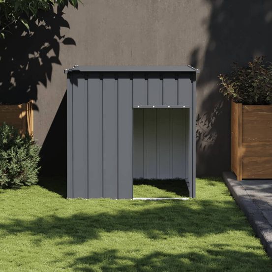 Abri de jardin pour chien en acier galvanisé avec toit anthracite 110cm