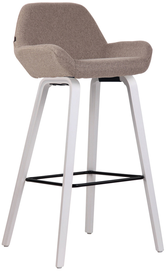 Tabouret de bar newnan tissu 4 pieds structure blanc (chêne)