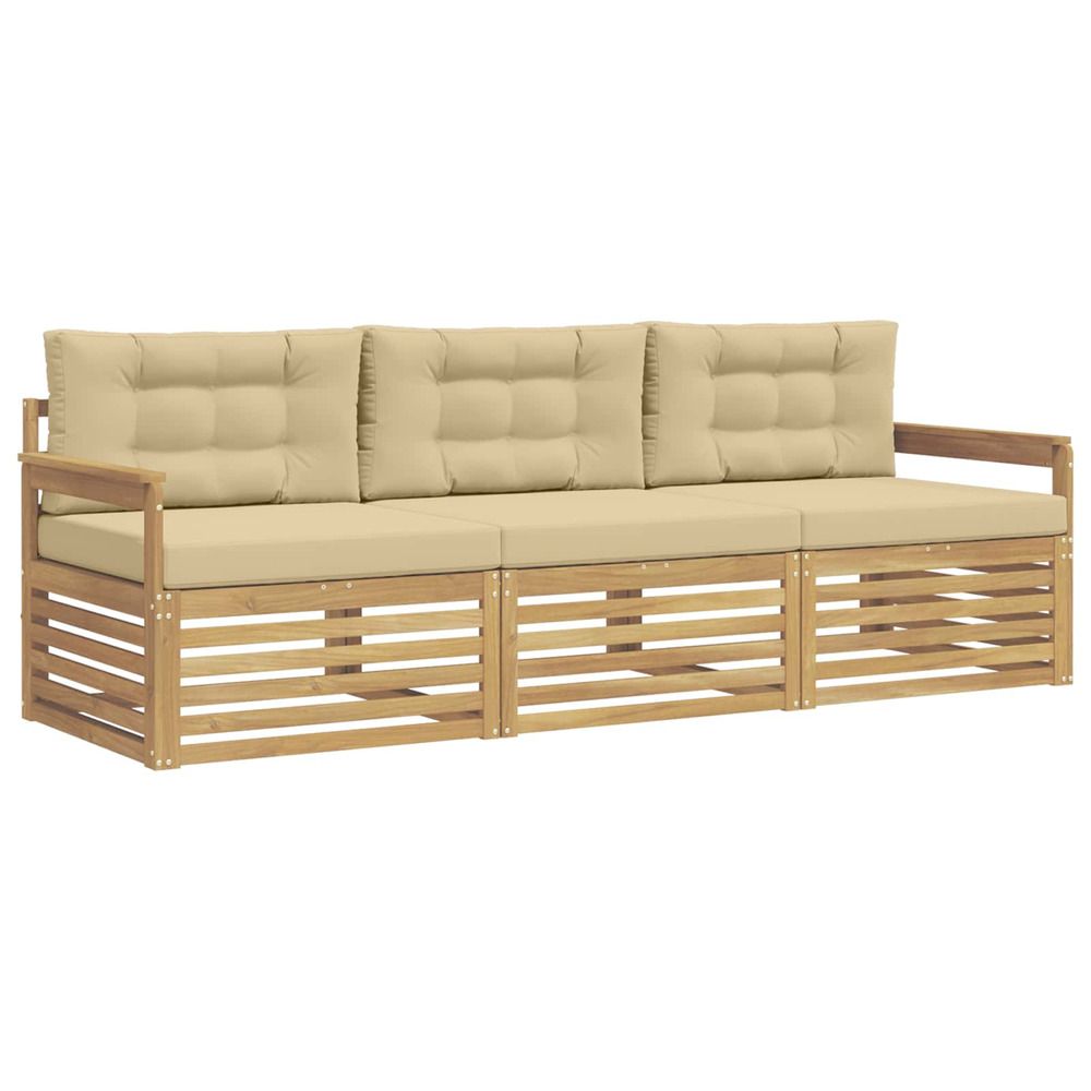 Ensemble de canapés d'extérieur 3 pc blanc et beige polyester