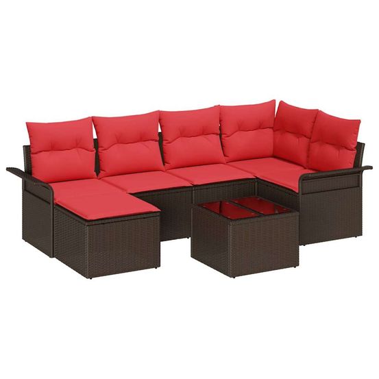 Ensemble de canapé de jardin 7 pc marron polyrotin