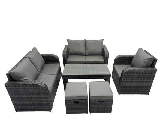 Ensembles de meubles de jardin ensemble de canapés en rotin avec table basse rectangulaire canapé à deux places 2 petits tabourets