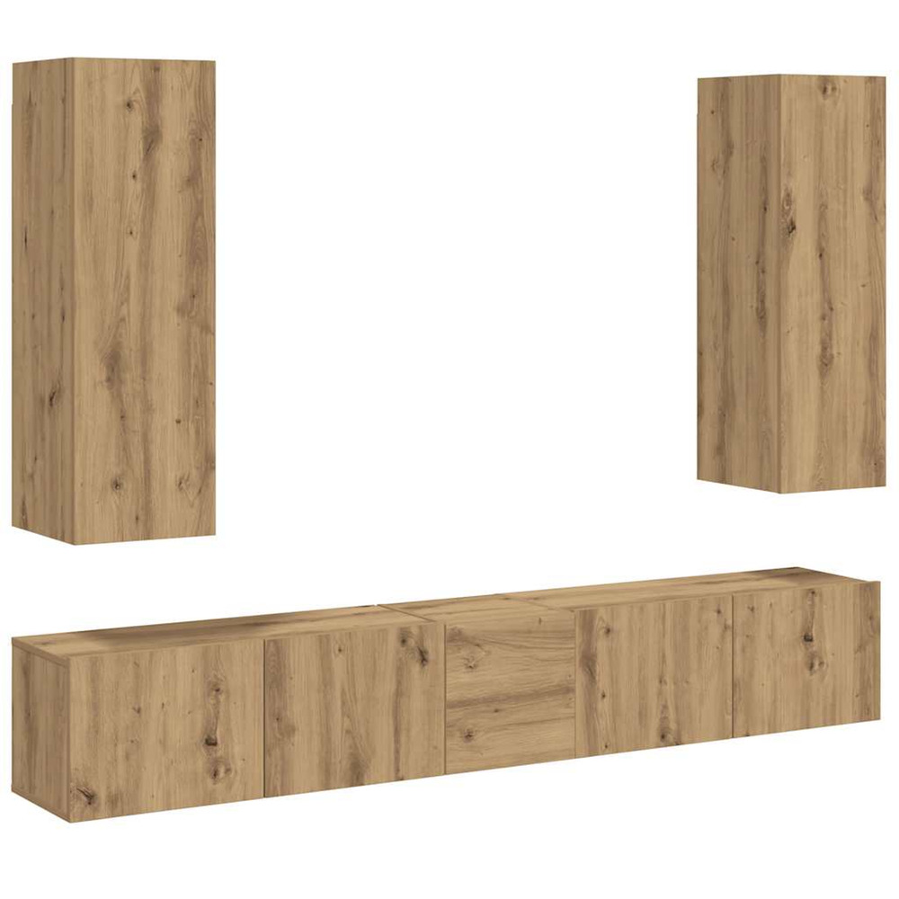 Meubles tv muraux 5 pcs chêne artisanal bois d'ingénierie