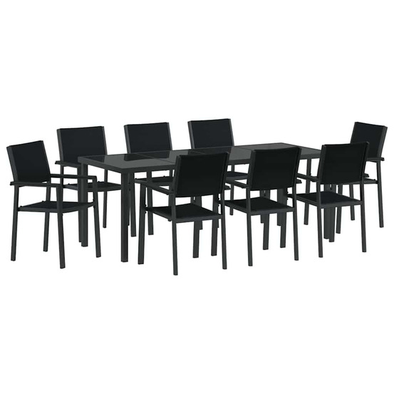 Ensemble de salle à manger pour jardin 9 pcs noir