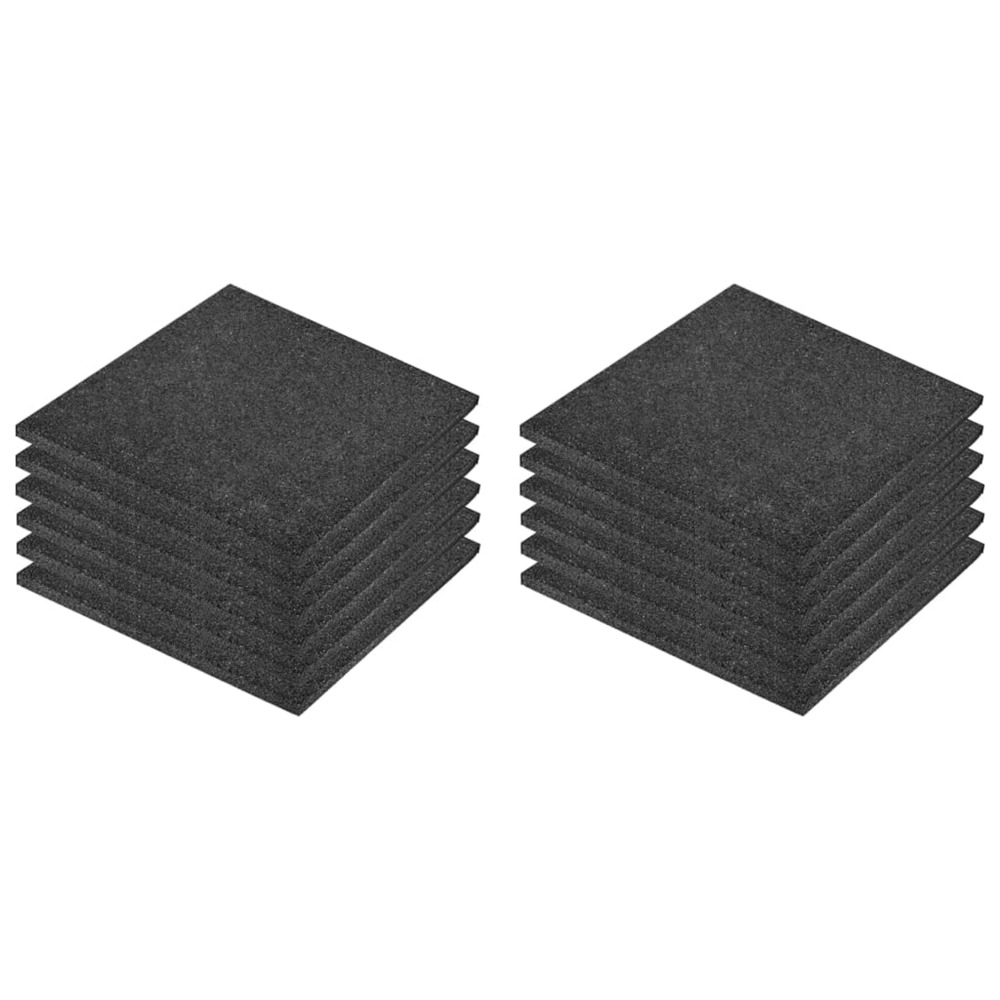 Carreaux de protection antichoc 12pcs caoutchouc 50x50x3cm noir