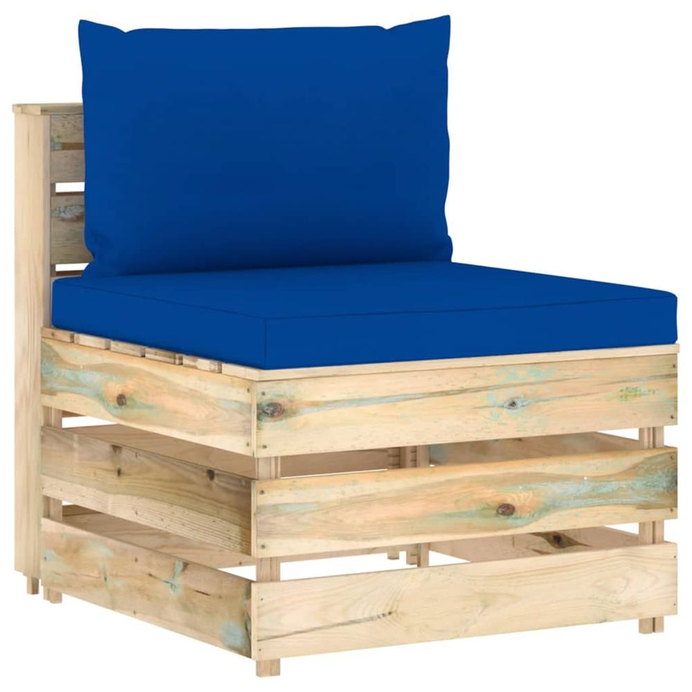 Canapé central sectionnel avec coussins bois imprégné de vert