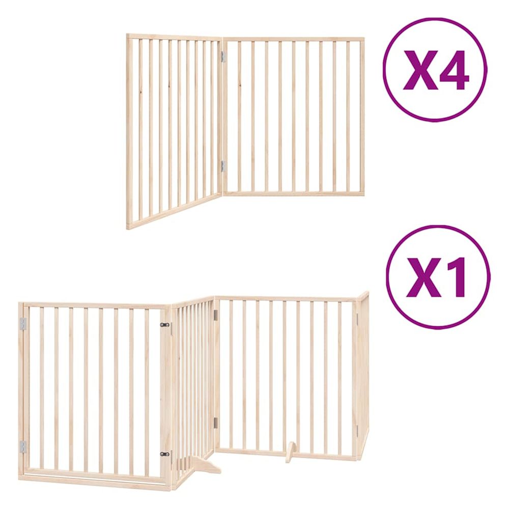 Barrière pour chien porte pliable 12 panneaux bois de peuplier