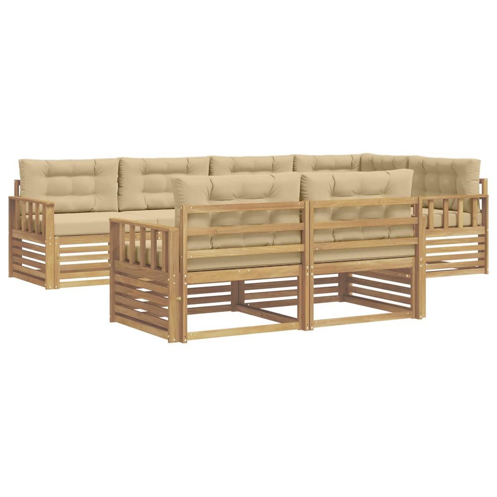 Ensemble de canapés d'extérieur 7 pc blanc et beige polyester