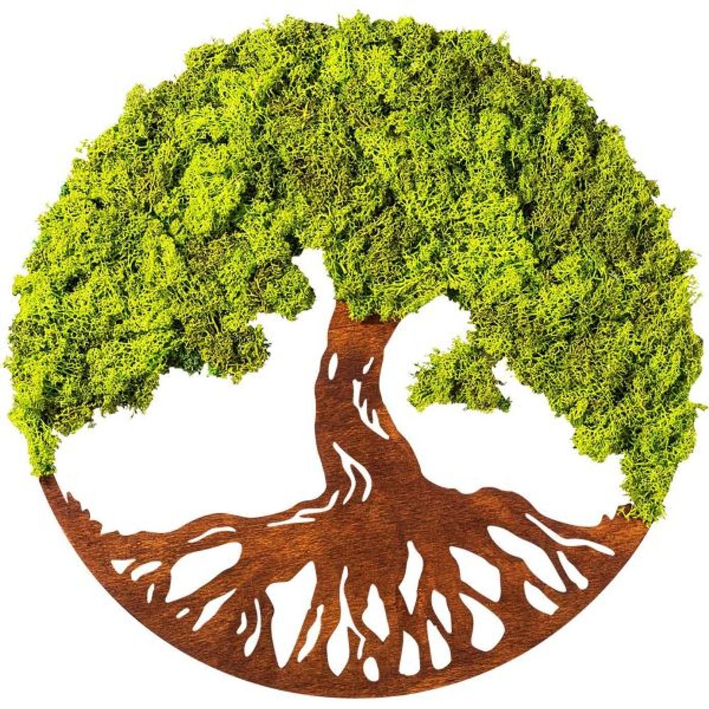 Décoration murale en bois et mousse arbre 44 cm