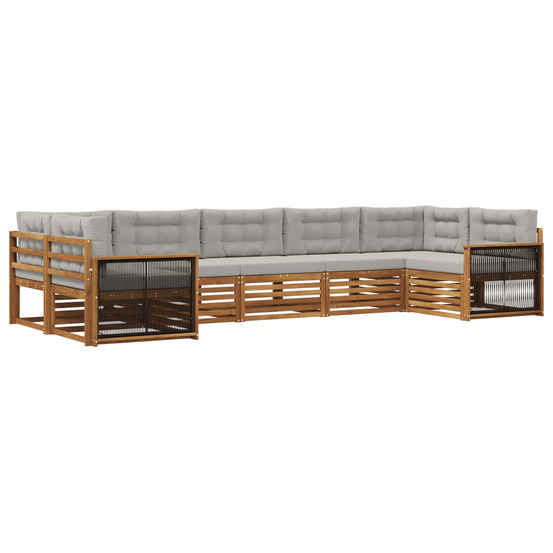 Ensemble de canapés d'extérieur 7 pcs naturel et gris clair