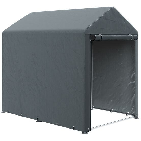 Tente de stockage toile pe extérieur abri vélos outils porte zippée 120x179x165cm gris - comfortxl outdoor living