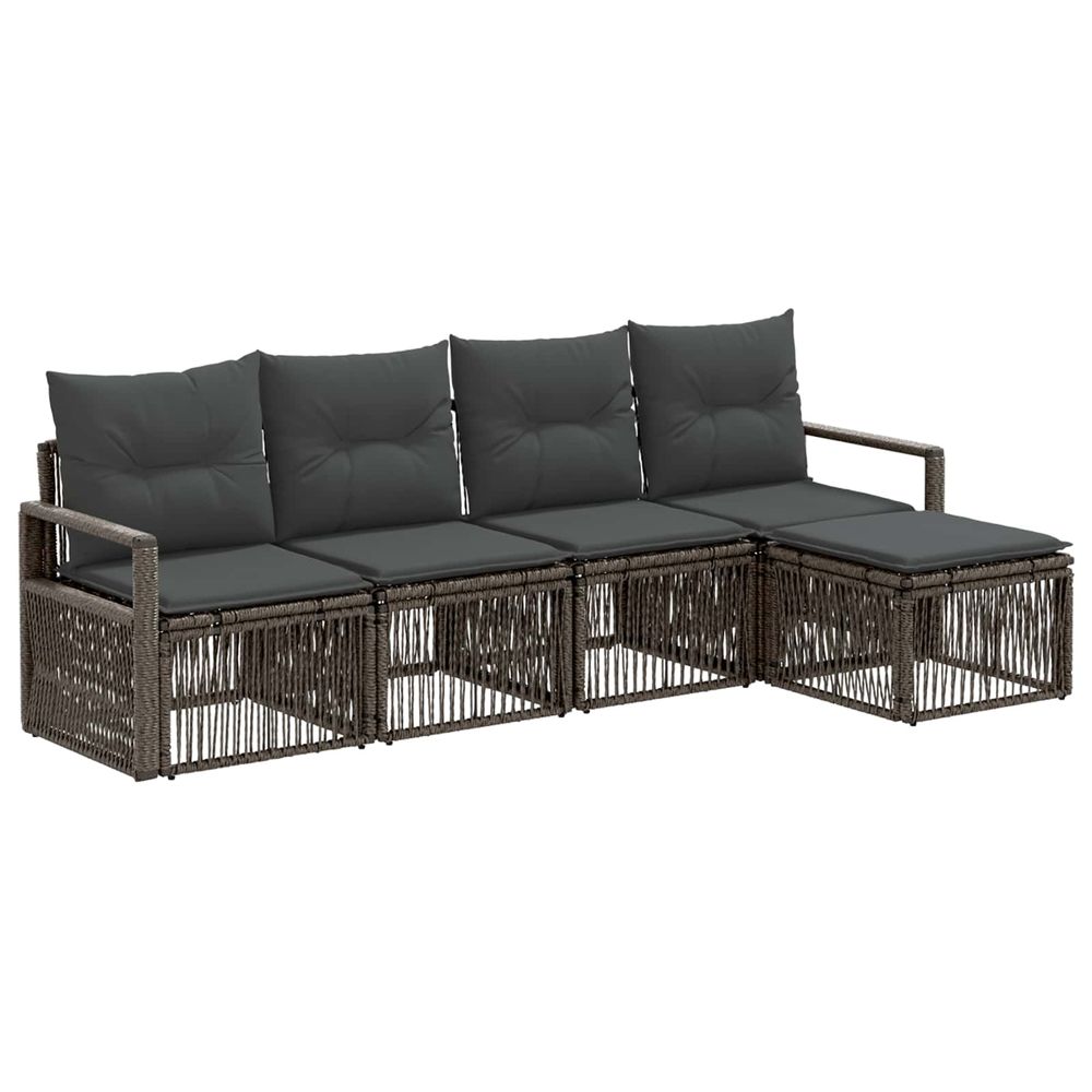 Ensemble de canapé de jardin 4 pc gris polyrotin