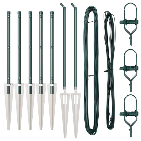 Poteaux de clôture 7 pcs vert ø32mm 60 cm acier galvanisé