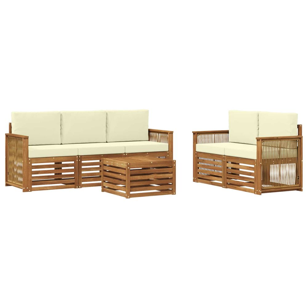 Ensemble de canapés d'extérieur 6 pc naturel et crème