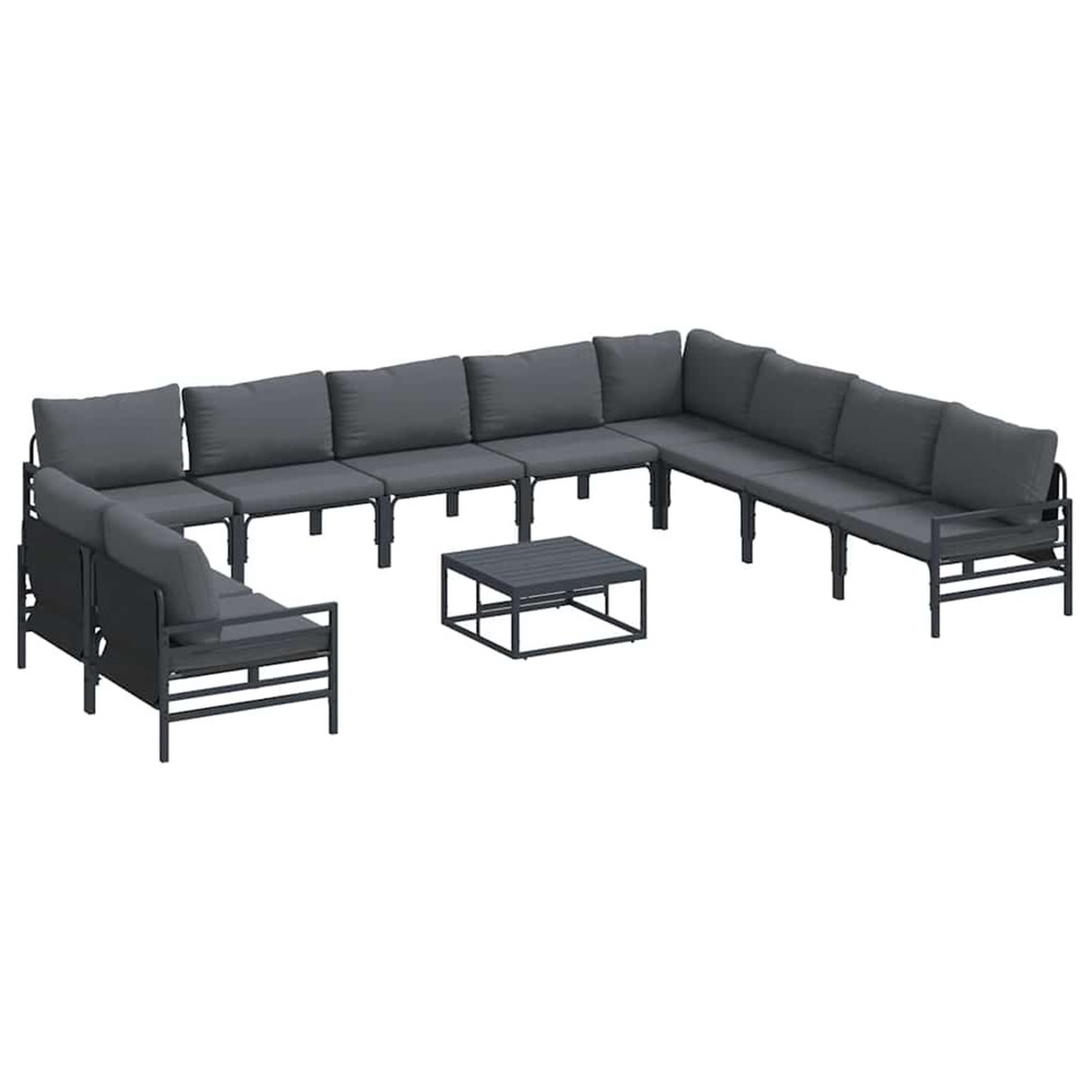 Ensemble de canapé de jardin avec coussin 11 pcs noir acier