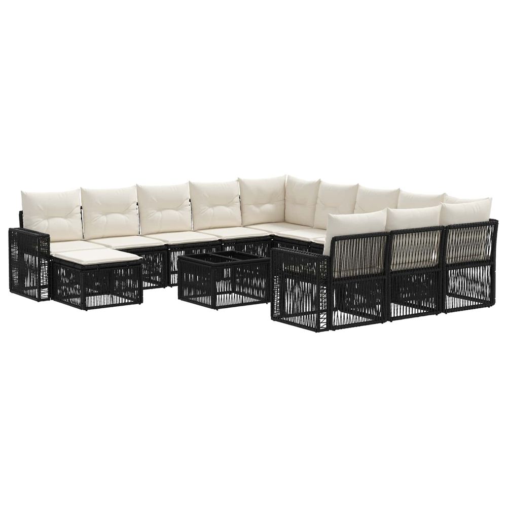 Ensemble de canapé de jardin 13 pc noir et blanc crème
