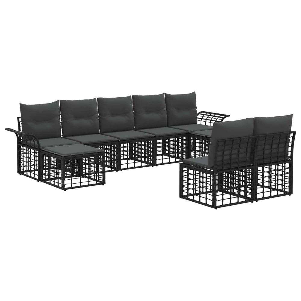 Ensemble de canapés d'extérieur 9 pc noir et gris foncé