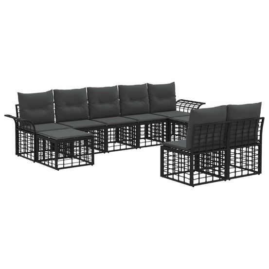 Ensemble de canapés d'extérieur 9 pc noir et gris foncé