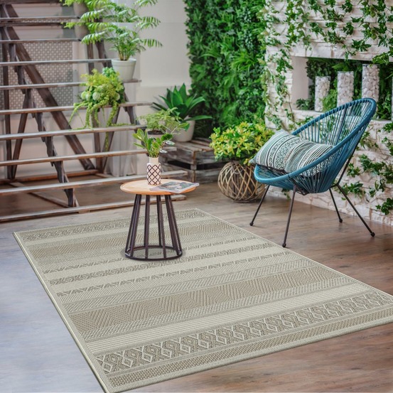Tapis exterieur cancun ex beige 67x180 en polypropylène doux et soyeux