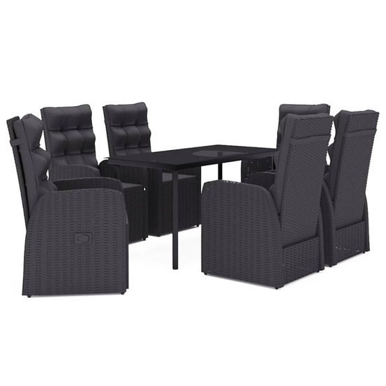 Ensemble à manger de jardin avec coussins 7 pcs noir