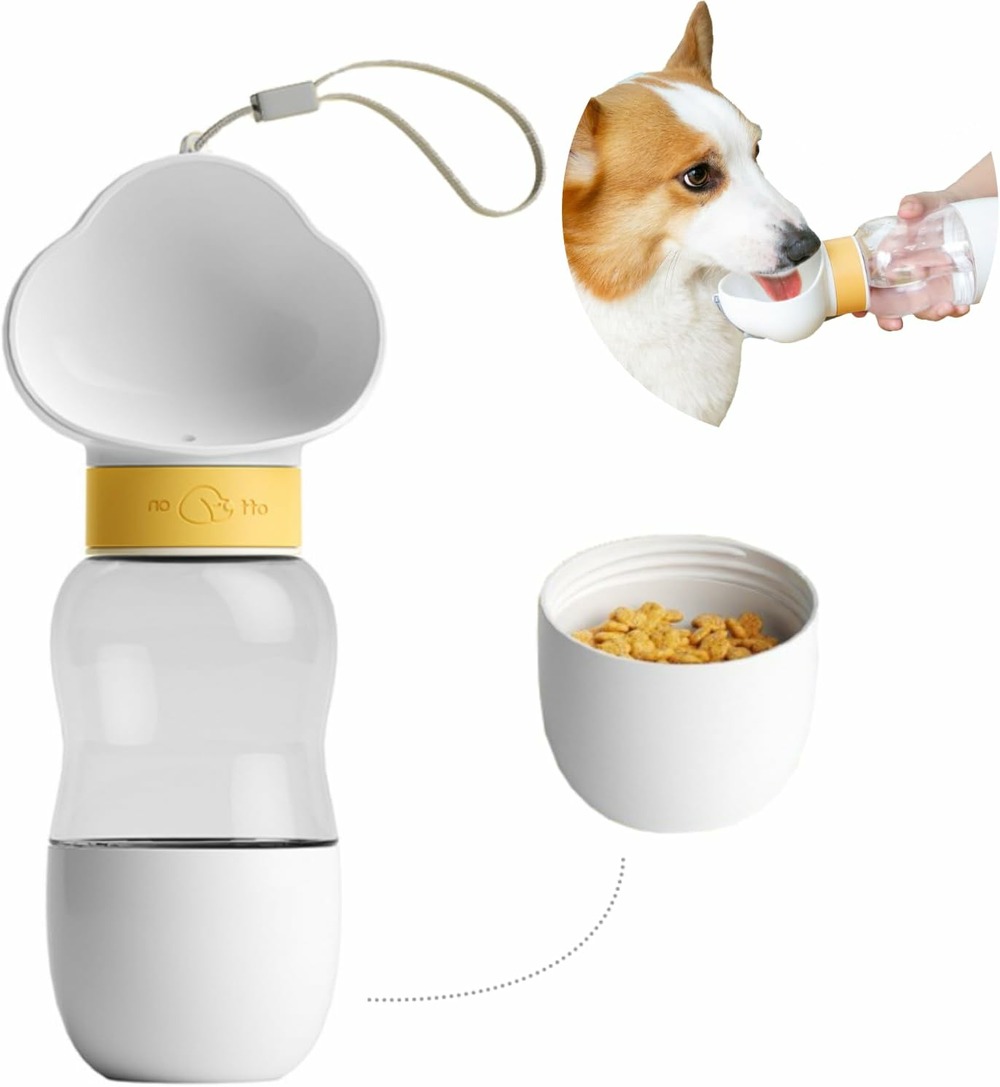 Bouteille d'eau pour chien avec réservoir de nourriture multifonction portable 2 en 1