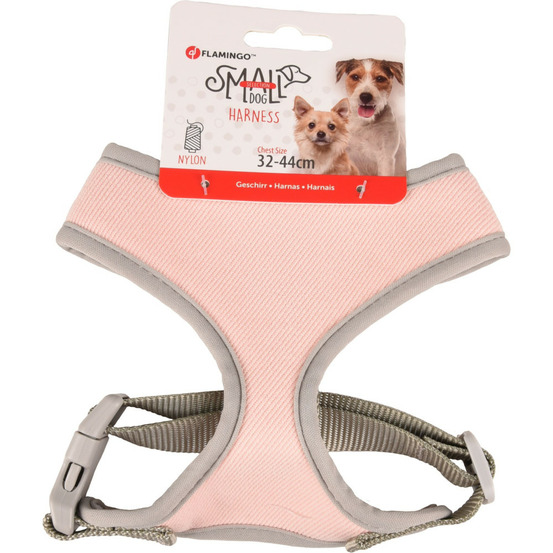 Harnais small dog s cou 24 cm corps réglable de 32 à 44 cm rose pour chien