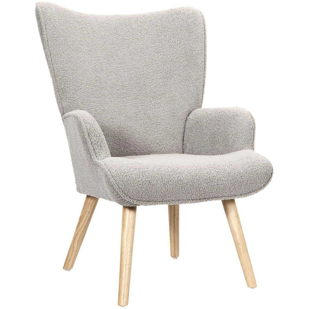 Fauteuil en tissu bouclette et bois rhea taupe