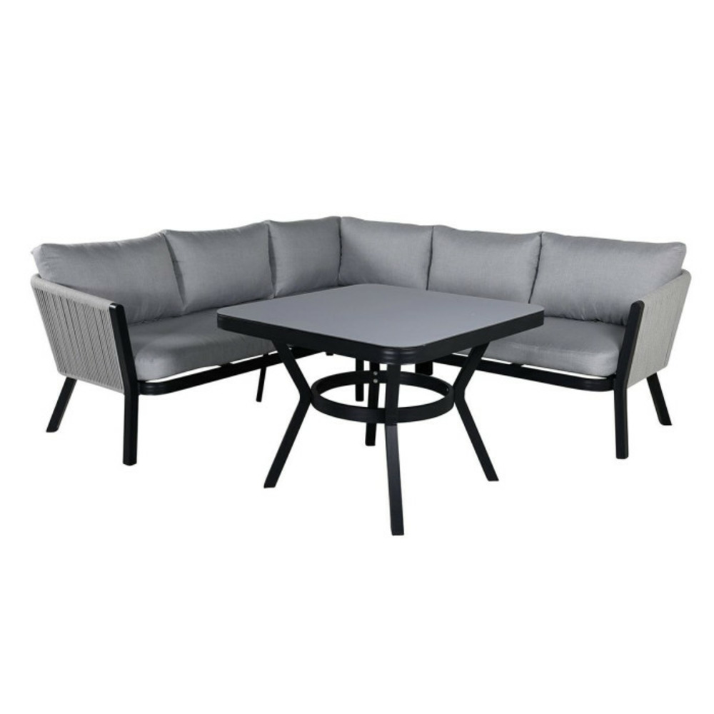 Salon d'angle de jardin virya 206cm noir & gris