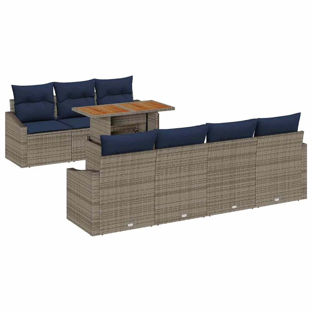 Ensemble de canapé de jardin 8 pcs gris poly rotin