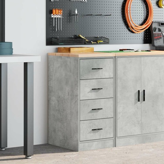 Armoire de rangement de garage gris béton 40x51x85 cm bois pin