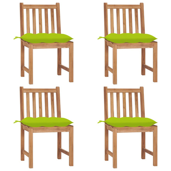 Chaises de jardin lot de 4 avec coussins bois de teck massif