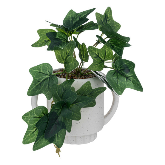 Plante artificielle lierre pot en céramique mouchetée h 24 cm