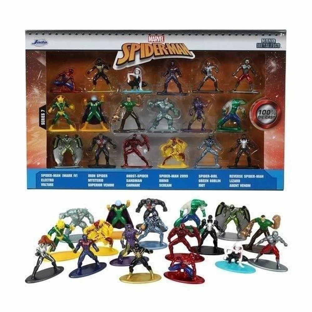 Coffret spiderman 18 figurines 4 cm en métal - multicolore - blanc
