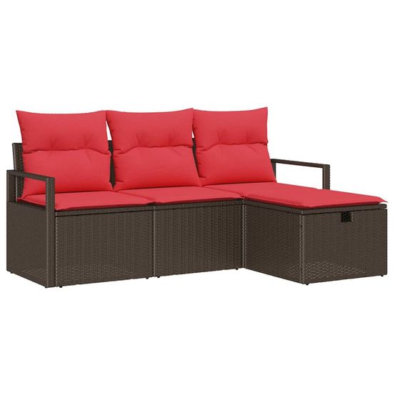 Ensemble de canapé de jardin 4 pc marron polyrotin
