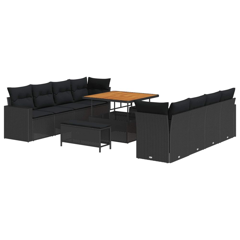 Ensemble de canapé de jardin 11 pc noir polyrotin