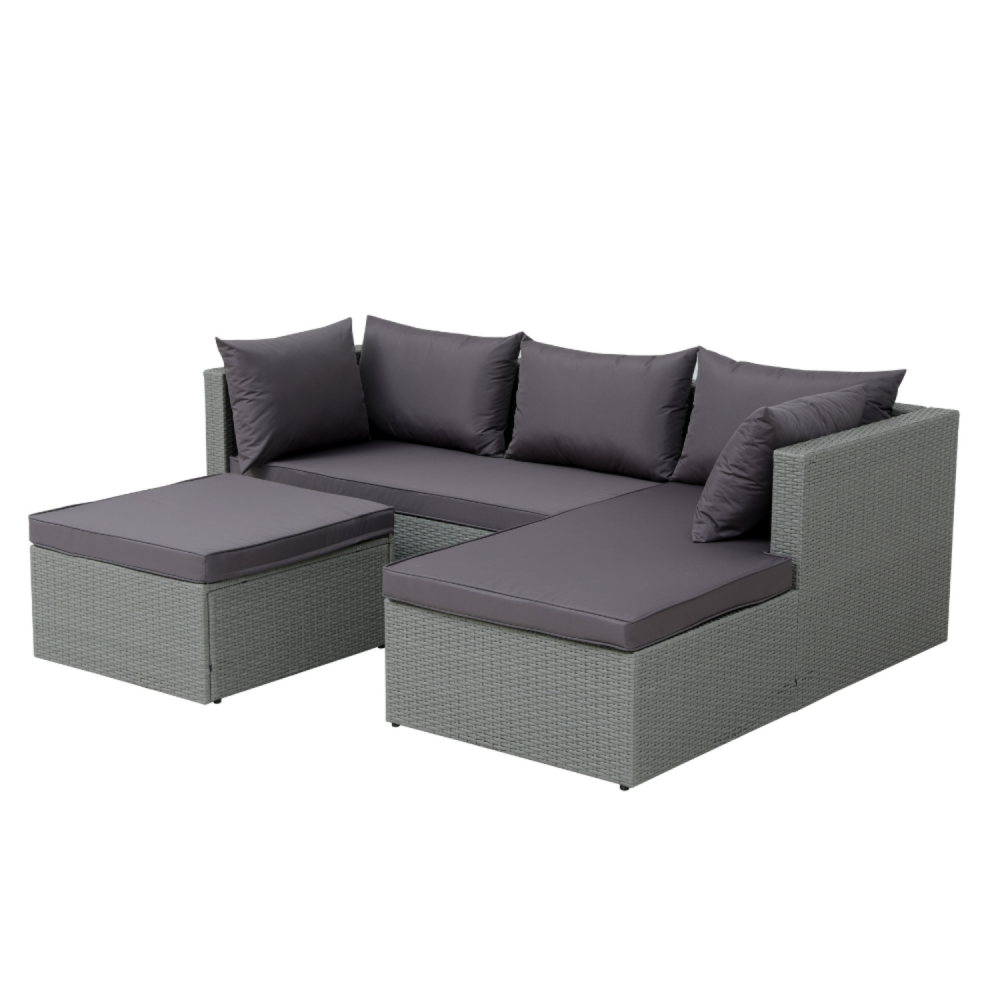 Salon de jardin en résine tressée 4 places gris-gris foncé lecci