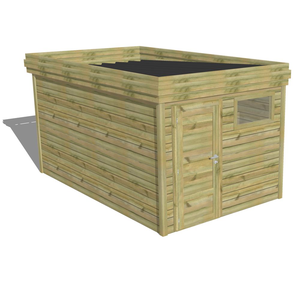 Abri de jardin bois pin traité autoclave 27mm - 2,64x4,34m / 11m2 - bac acier - abri français