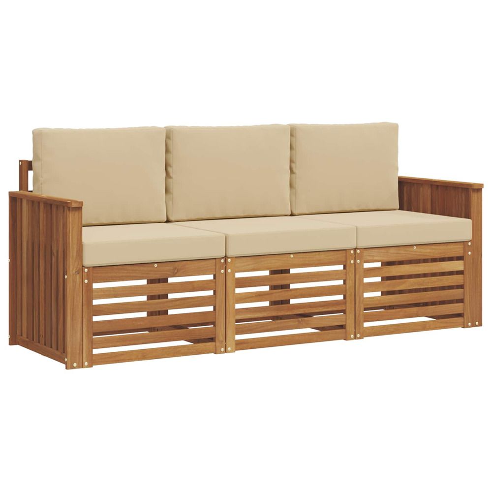 Ensembles de canapés 3 pc naturel et beige bois d'acacia massif