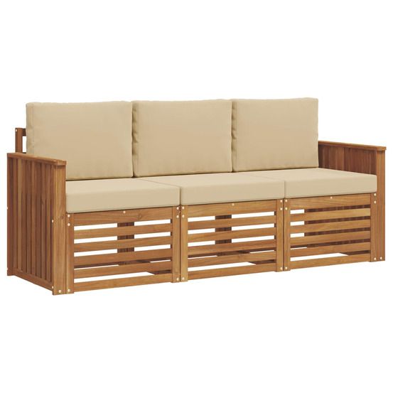 Ensembles de canapés 3 pc naturel et beige bois d'acacia massif