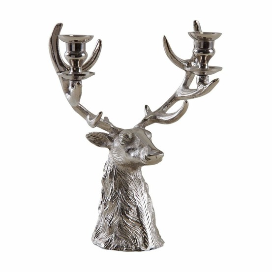 Bougeoir double tête de cerf en aluminium