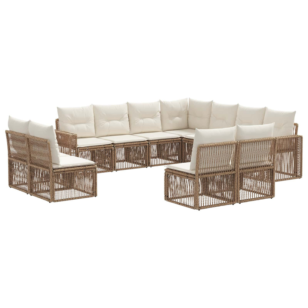 Ensemble de canapé de jardin 11 pcs beige et blanc crème