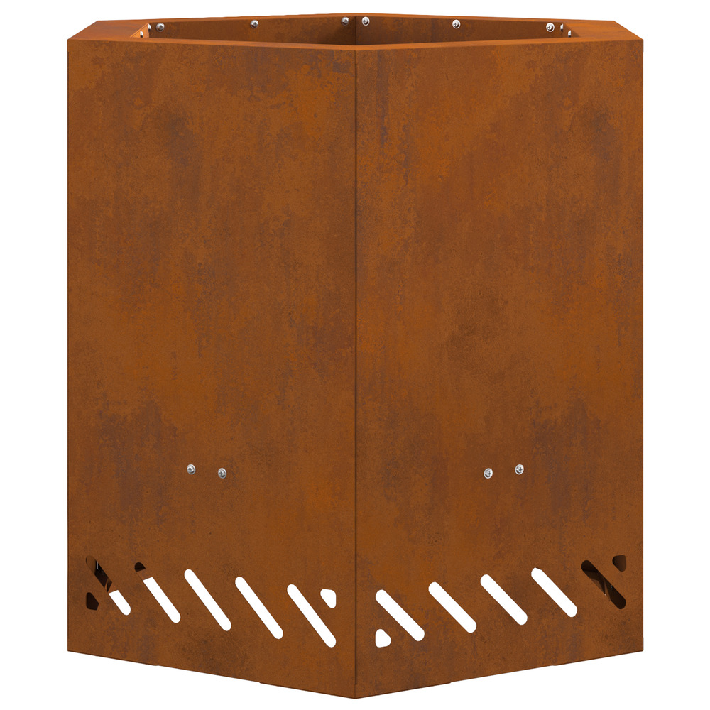 Foyer sans fumée hexagonal 48x48x51 cm acier résistant aux intempéries