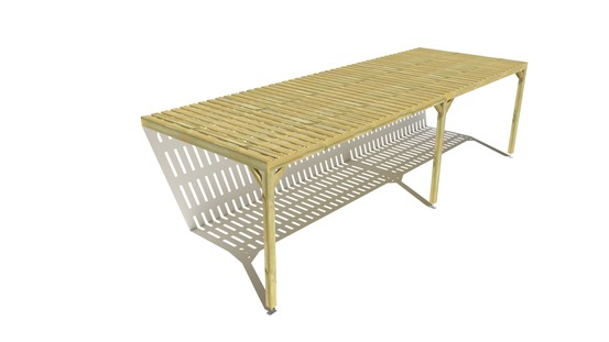 Pergola bois • 9m x 3m • adossée • sens largeur • platelage bois • livraison comprise