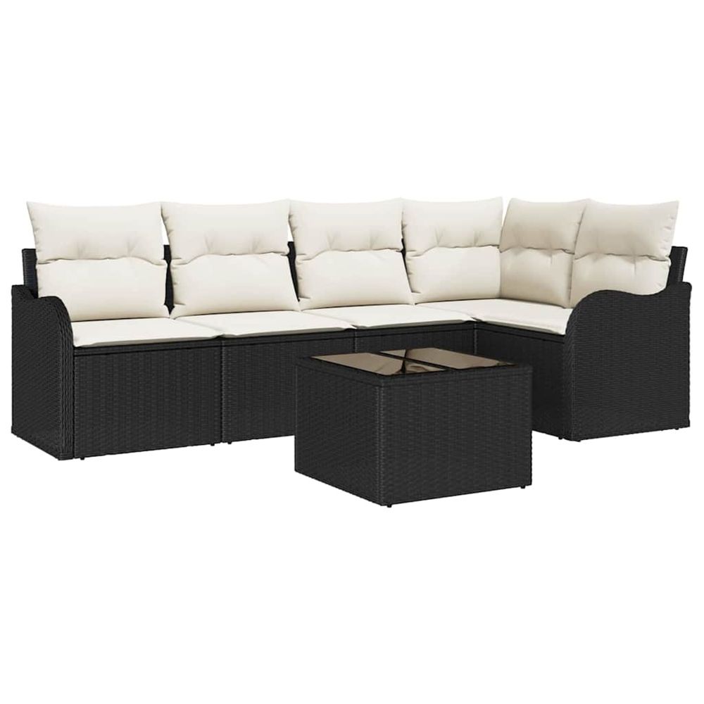 Ensemble de canapé de jardin 6 pc noir polyrotin