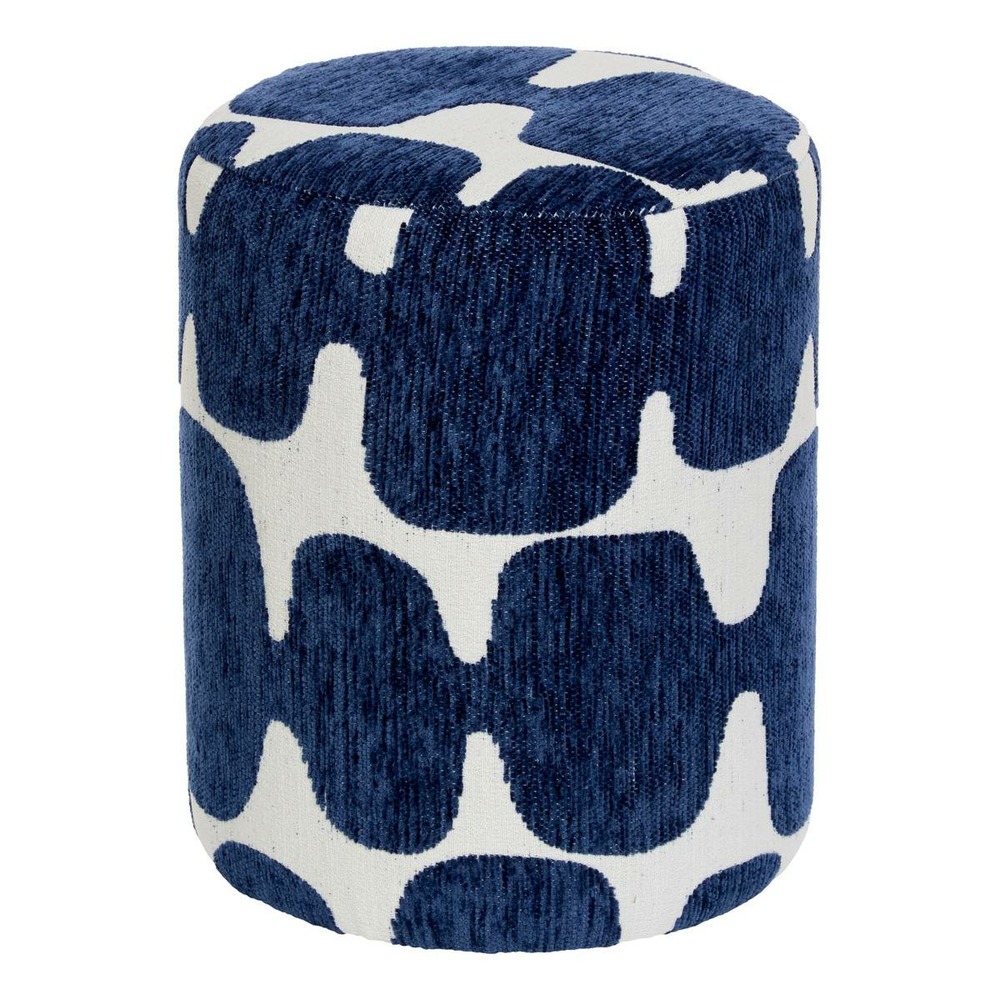 Pouf rond delor bleu est blanc 30x36 cm