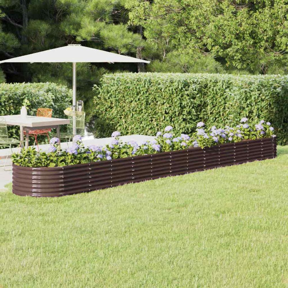Carré potager ovale en acier galvanisé pour jardin marron 512x80x36 cm