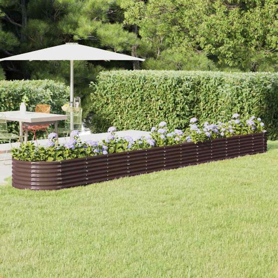 Carré potager ovale en acier galvanisé pour jardin marron 512x80x36 cm