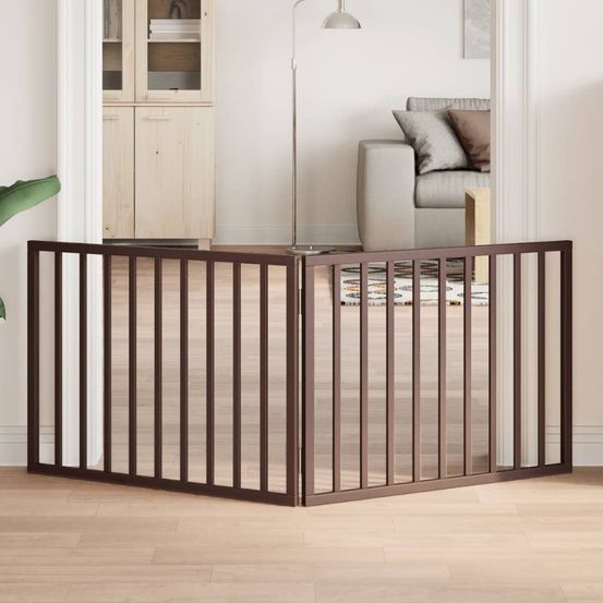 Barrière de sécurité chien pliable en bois pour porte large marron 160x60 cm