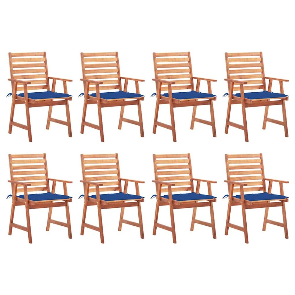 Chaises à manger d'extérieur lot de 8 et coussins acacia massif
